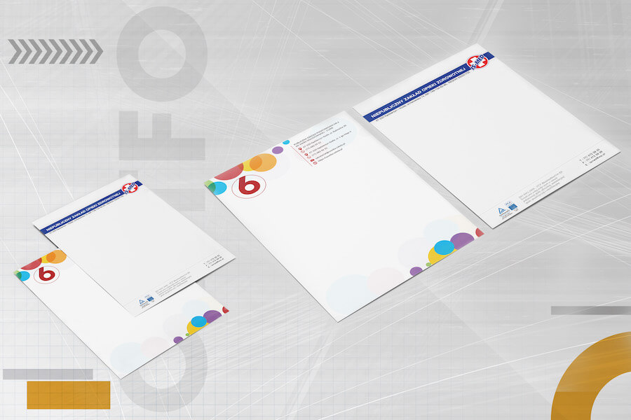 kolorowy papier firmowy nzoz is-med oraz psp nr 6 z umieszczonym logotypem